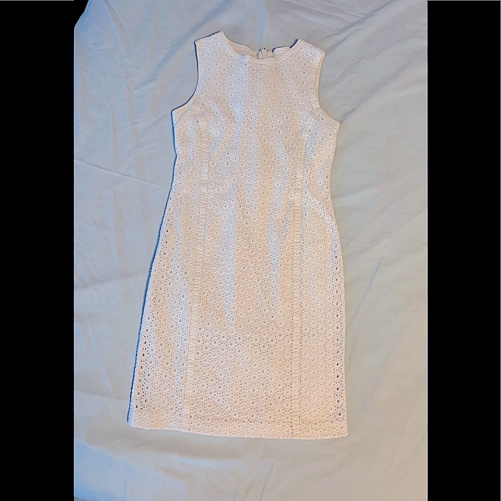 Talbots White Lace Sleeveless Dress- Sz 8 P.  EUC!
